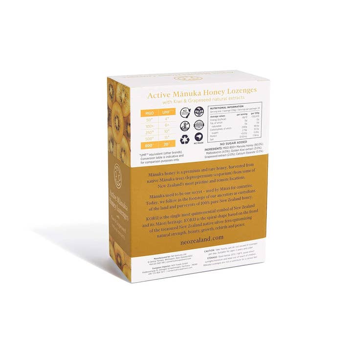 Koru - Wholesale Lozenges/Cough Drops - KORU Manuka Honey Lozenges with Kiwi & Grapeseed Extracts (MGO 800+)3