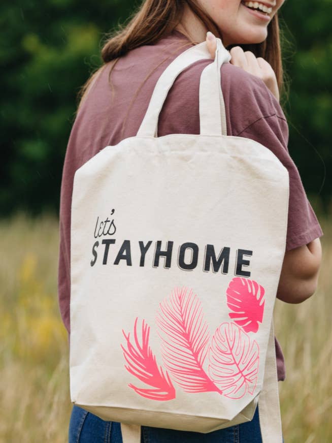 Let's Stay Home Luxury Shopper Bag for wholesale by CloudsandCurrents