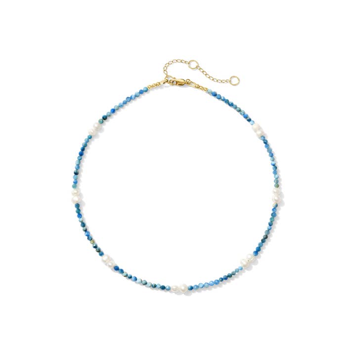 Kaylie Dawn Jewelry - Wholesale Beaded/Pearl Necklace - Maui Handmade Pearl & Gemstone Necklace - Blue Apatite