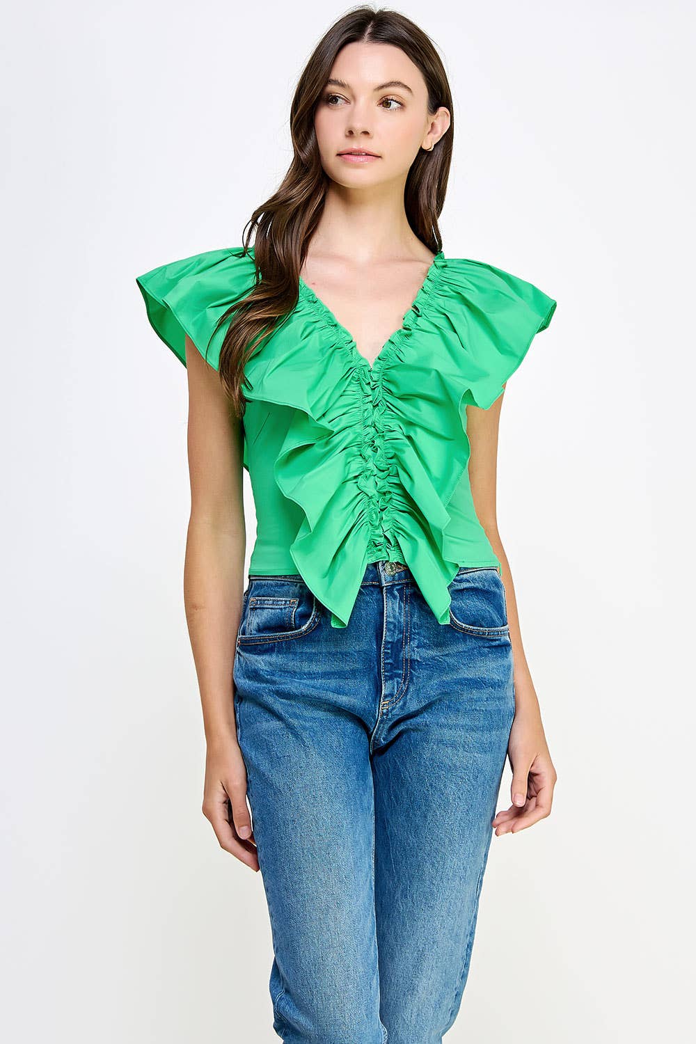 Strut & Bolt – Großhandel Bluse – Damen – Ärmelloses Top aus Popeline mit Rüschendetail17