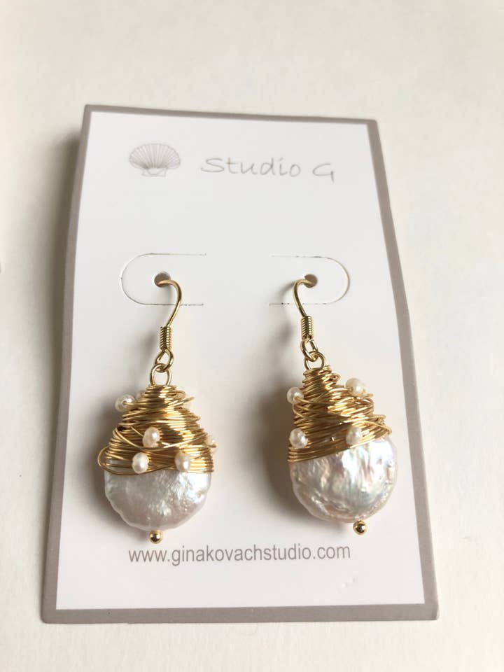 #1036 Goccia di moneta a nido d'uccello avvolto in filo per la vendita all'ingrosso da parte di Studio G