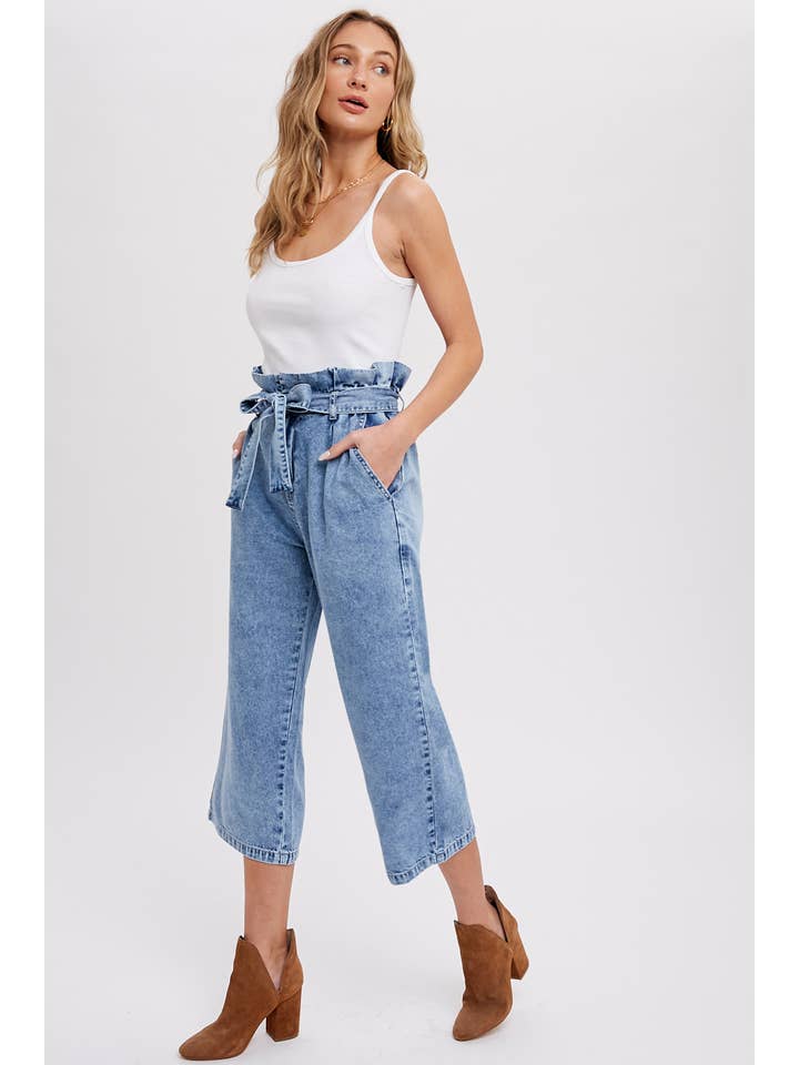 Bluivy - Vente Pantalon – femme - JUPE-CULOTTE EN PAPIER CEINTURÉE21