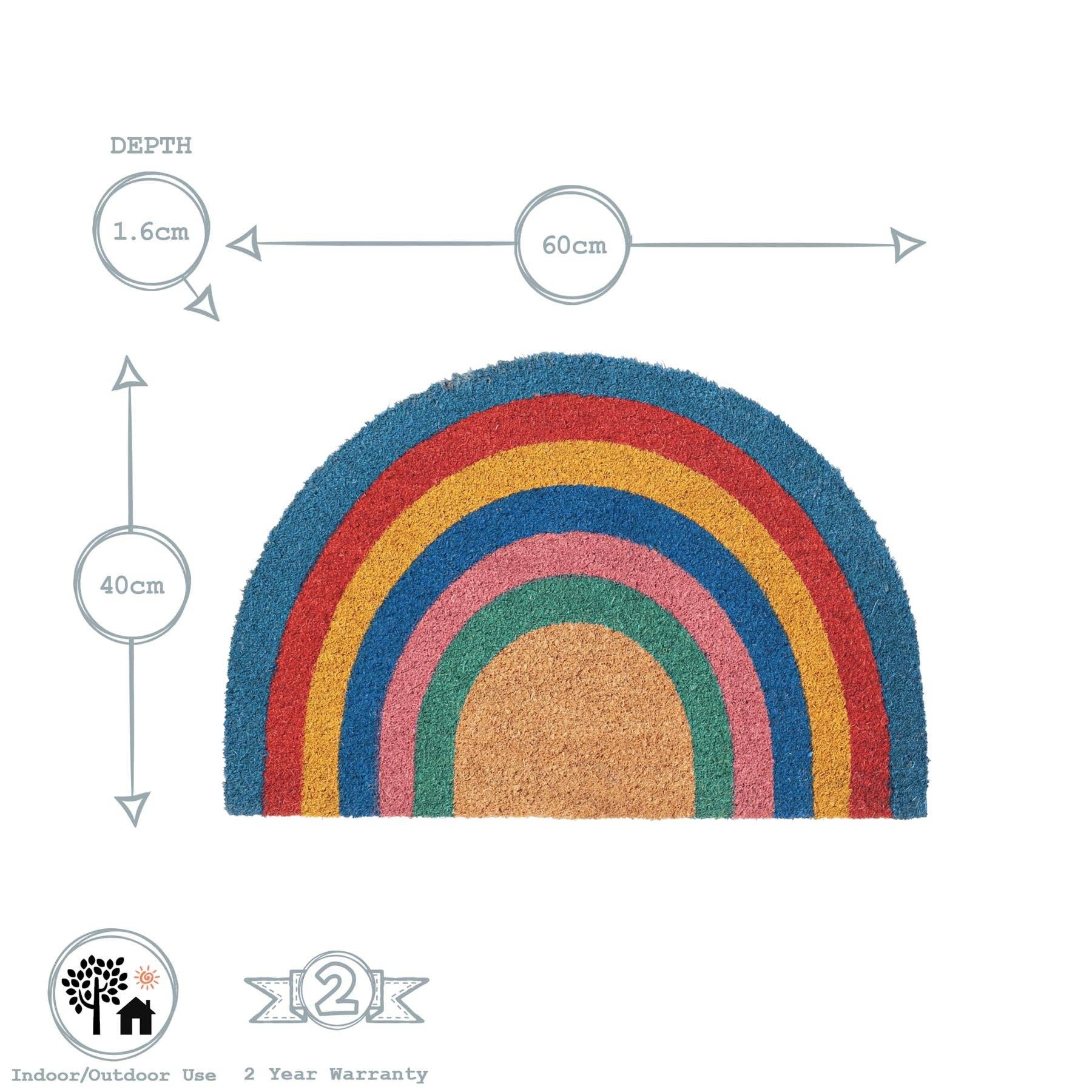 Rinkit Ltd - Wholesale Door Mat - Nicola Spring Non-Slip Door Mat - 60x40cm - Rainbow 32