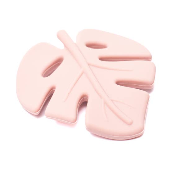Baby Silicone Teether | LEAF Pale Pink for wholesale by Snufie
