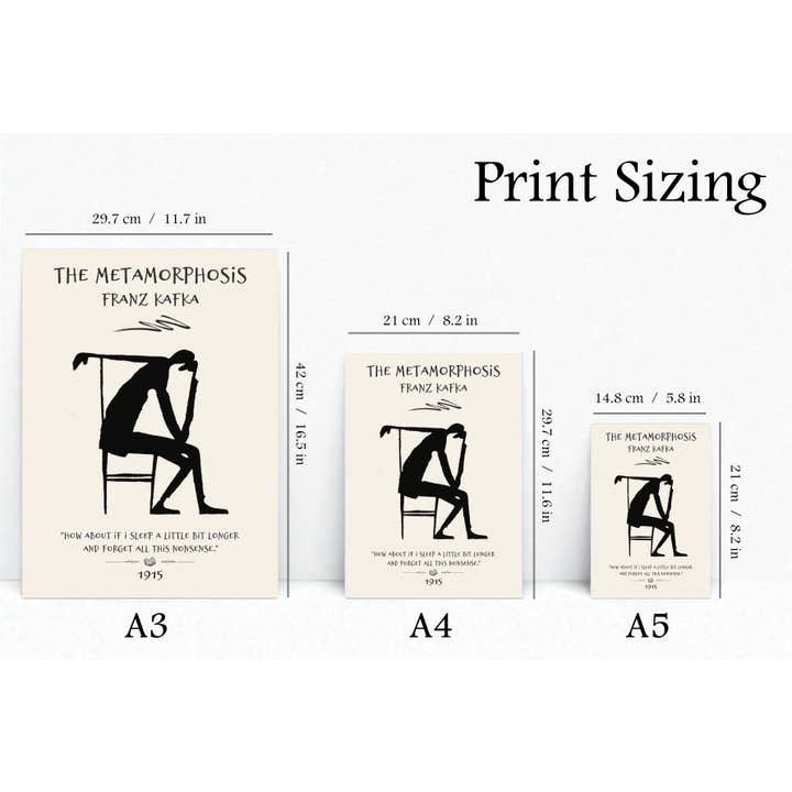 Beyond the Shelf – wholesale Art print – The Metamorphosis, Franz Kafka, Book Quote Art1