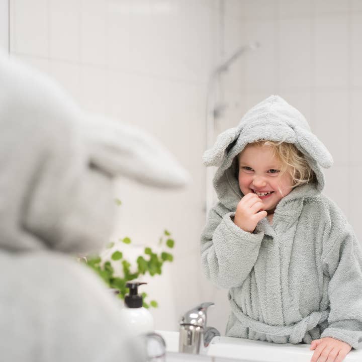 Summerville organic – wholesale Robe – Kids – Organic Bath Robe Rabbit Silver Grey 8-10 years