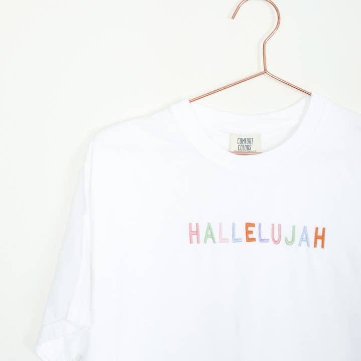 Hallelujah Embroidered Tee for wholesale by Love Bren Co
