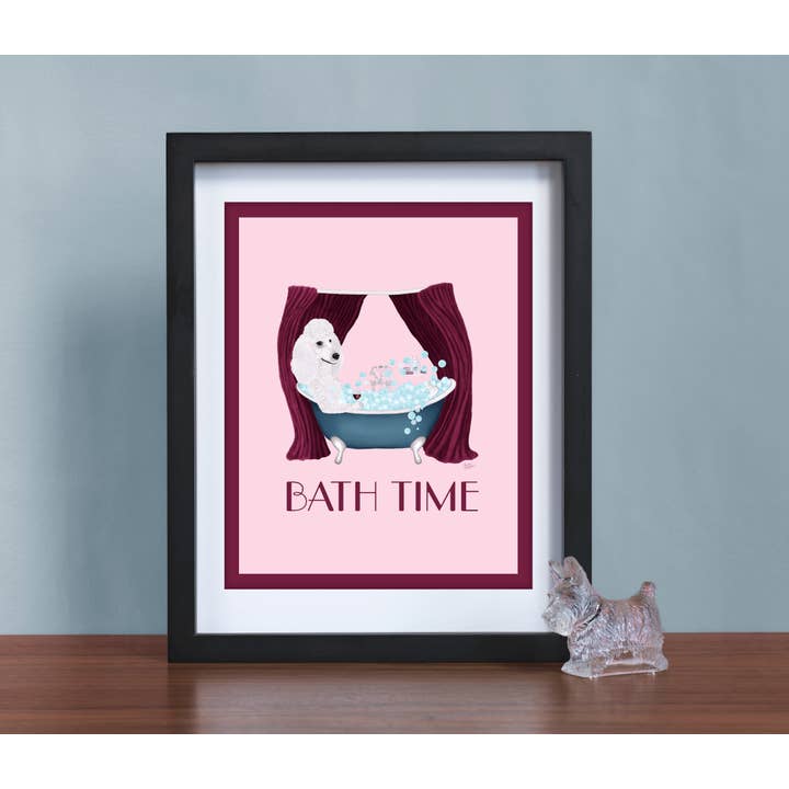 Laura Bergsma Studio - Wholesale Art Print - Poodle Dog Art Print, Bath Time4