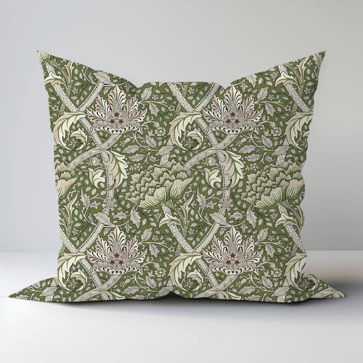 William Morris Windrush grüner Leinenkissenbezug für den Großhandel von NorraVilla