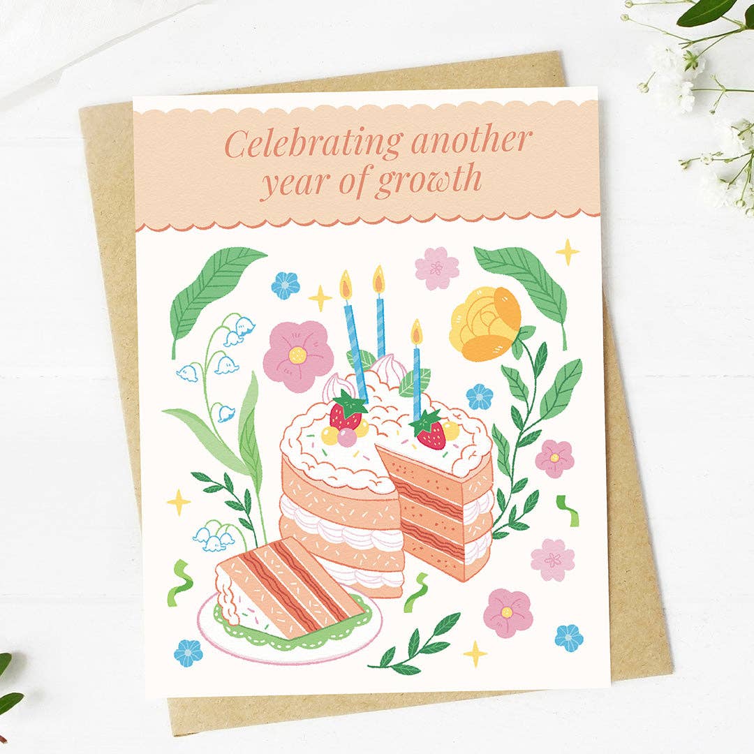 Big Moods - Wholesale Birthday Card - "Celebrating another year of growth" Birthday Cake Card3