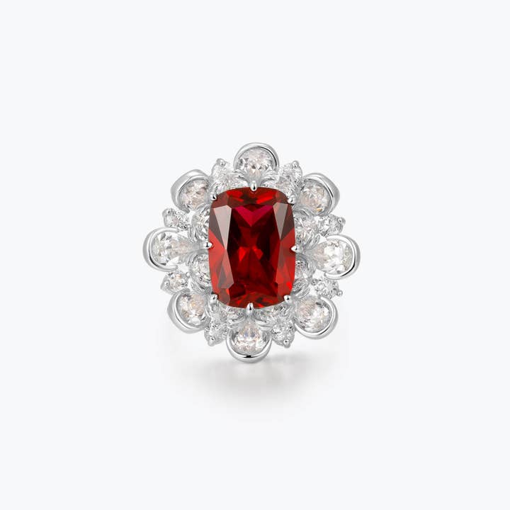 Dissoo® Ruby Red Rose Blossom Cushion Cut Ring for wholesale by Dissoo