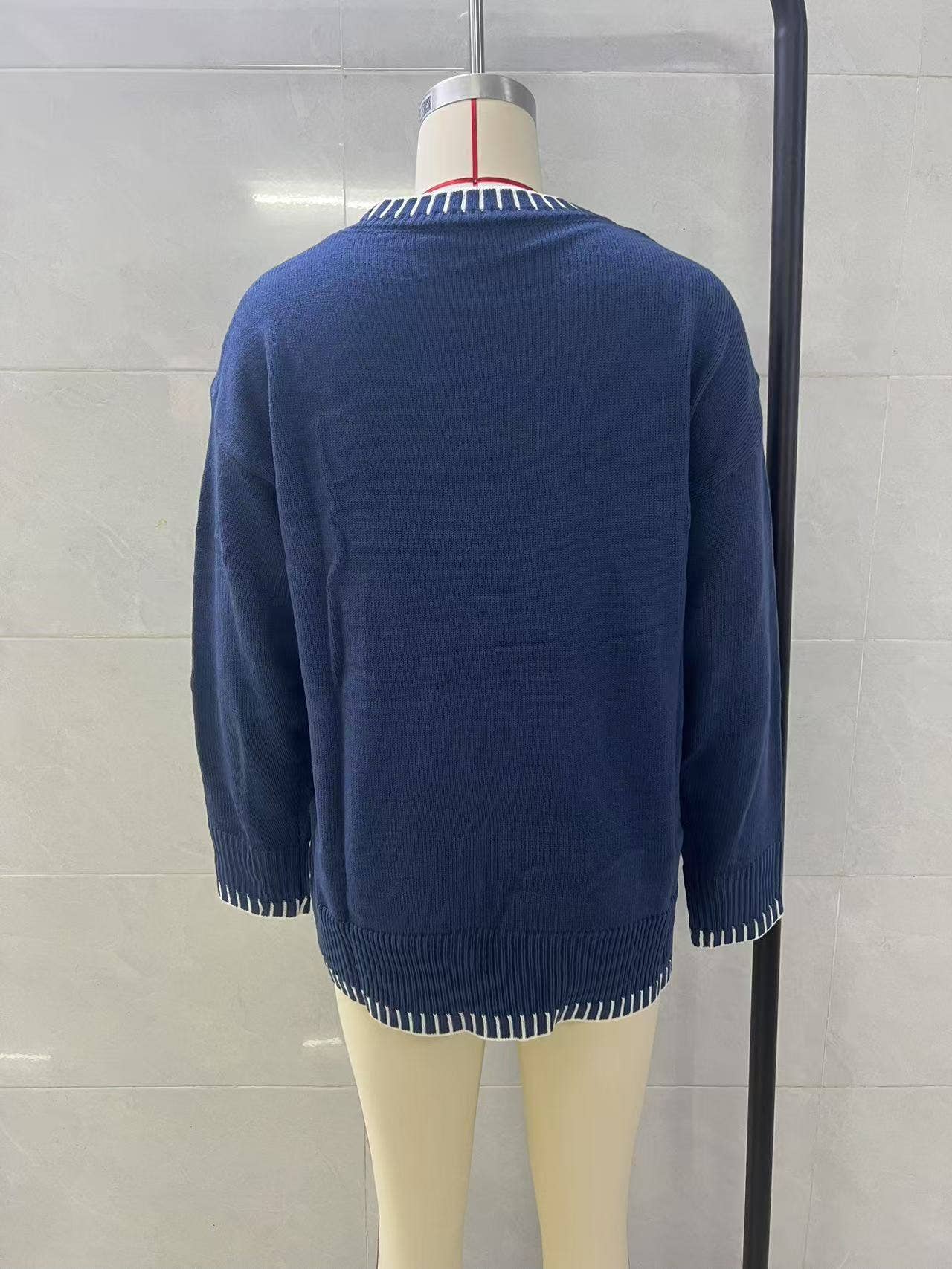 Lily Clothing - Vente Pull en maille – femme - Pull jacquard à nœud tricoté de style décontracté17