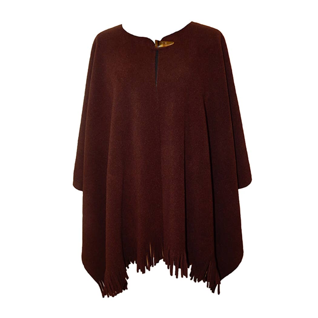 Swanque - Wholesale Poncho - Women's - Fringed Mantoque with Button - Adult3