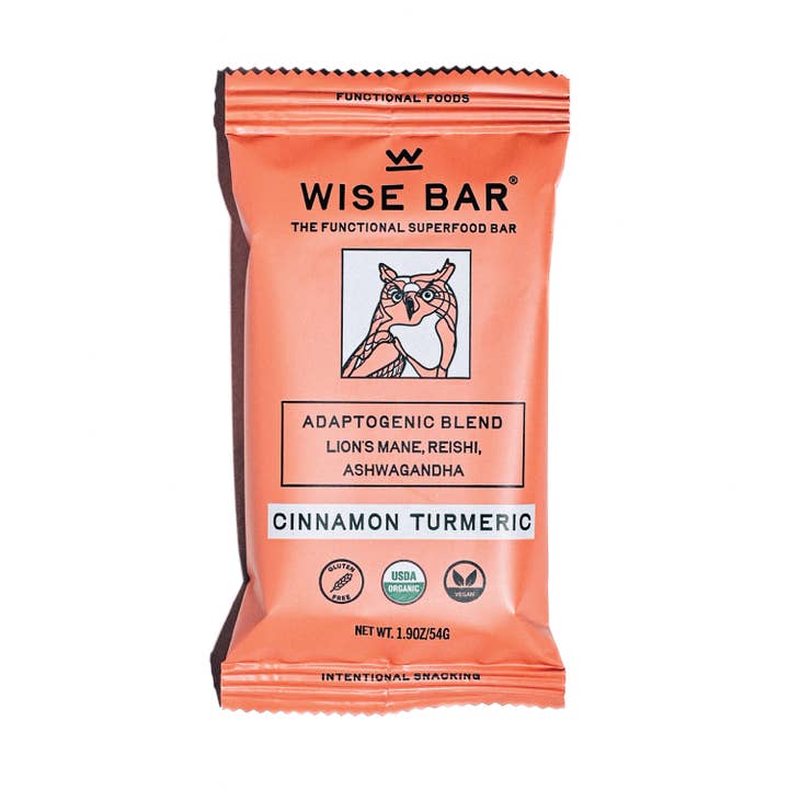 Wise Bar - Wholesale Snackreep - Kaneel Kurkuma Adaptogeen Paddenstoel Voedingsreep (12 Repen)
