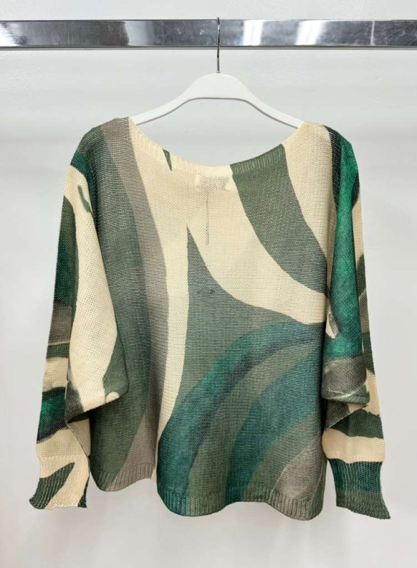 VENTI6 - Wholesale Knit Sweater - Women's - GOLD FOIL BRUSHSTROKE PRINT SWEATER (90668-9066-FOILBRUSH)1