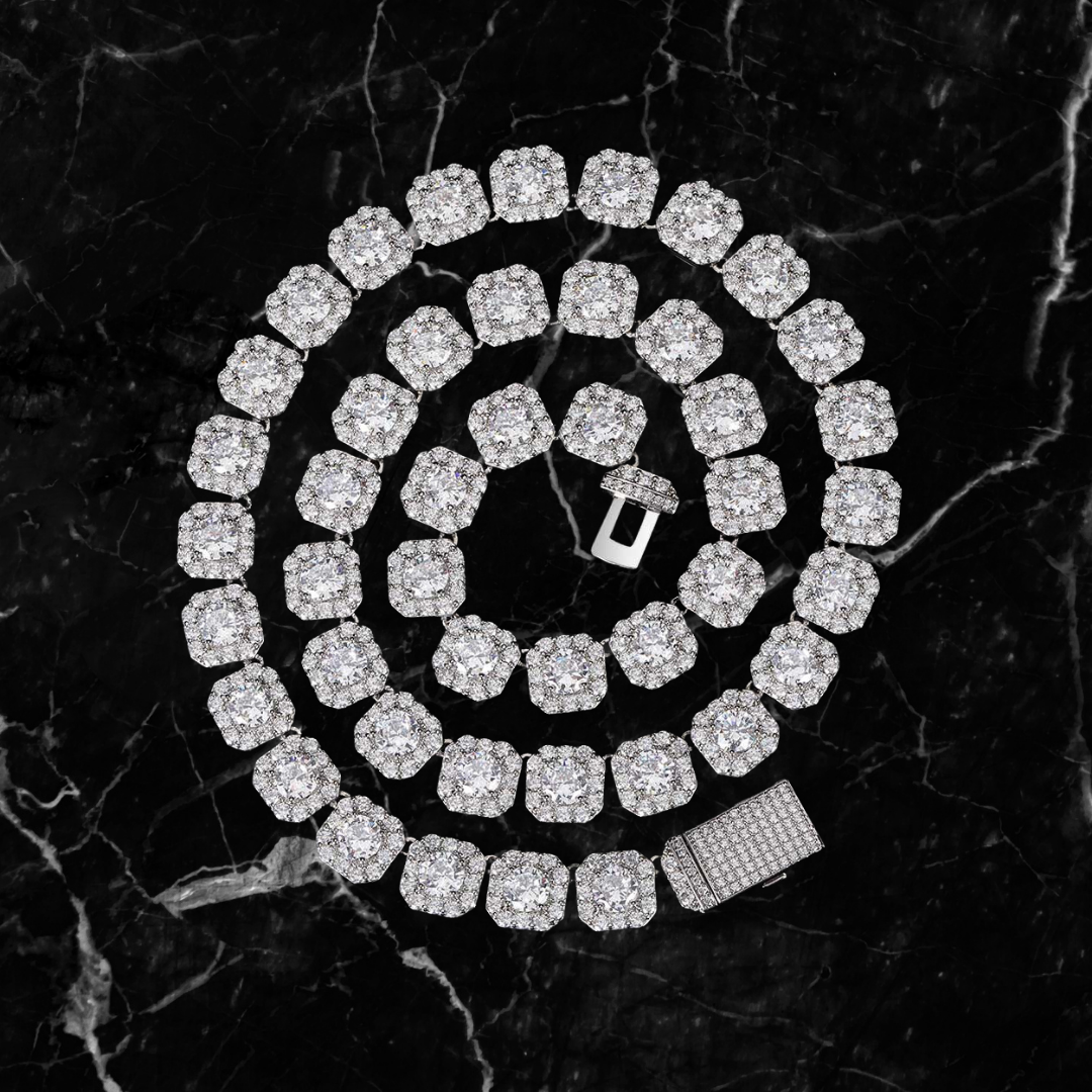 Drip Culture - Wholesale Link & Chain Necklace - 10mm 18k Gold Diamond Clustered Tennis Chain15