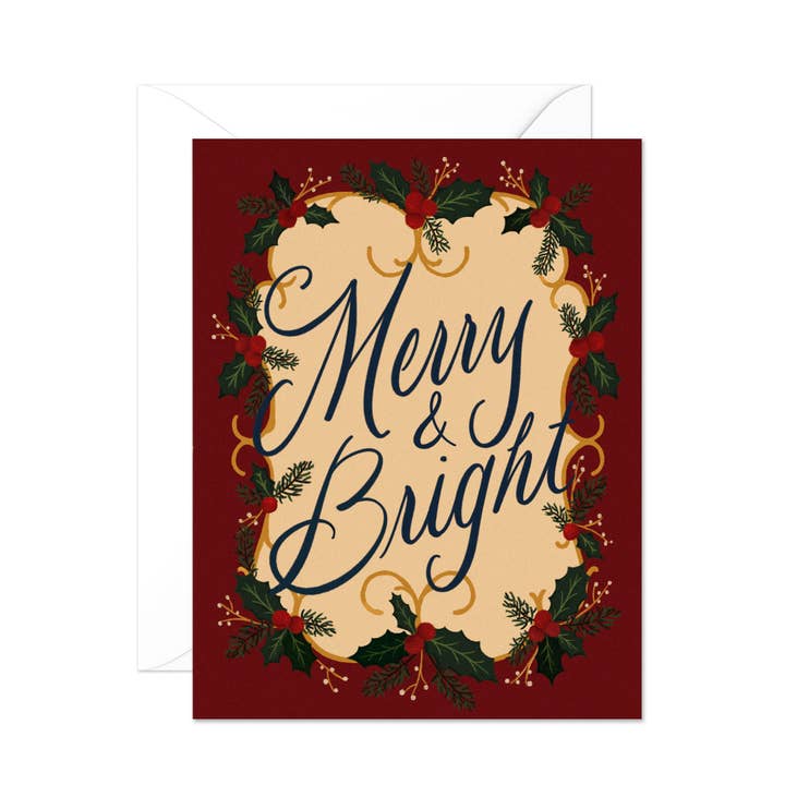 Carte de Noël Joyeux & Bright pour la vente par By Amanda Fitz