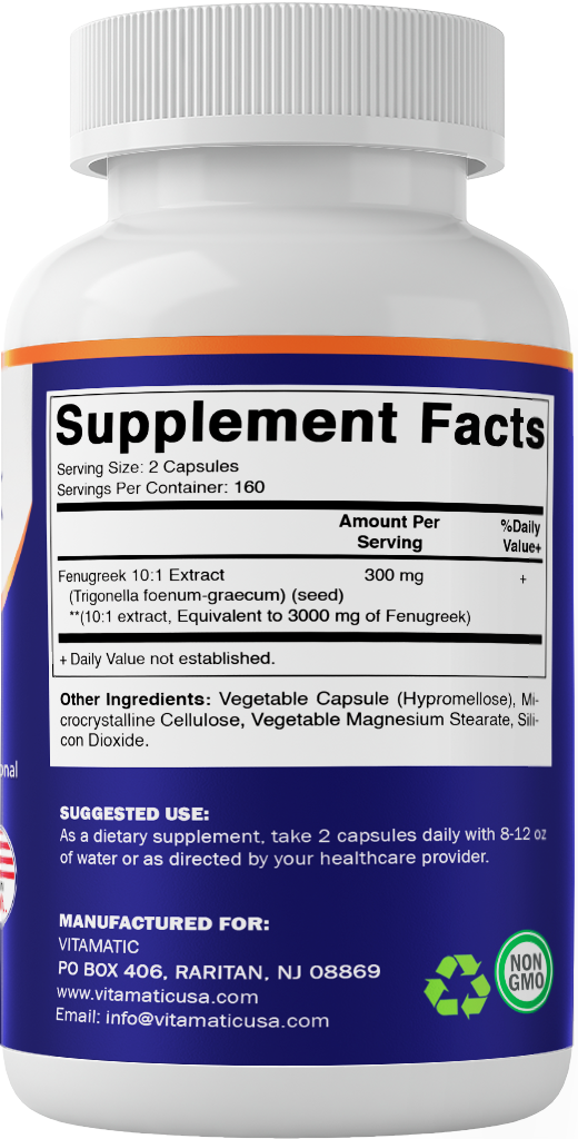 Vitamatic – wholesale Oral supplement/vitamin – Vitamatic | Fenugreek 3000mg | 320 Veg capsule 7