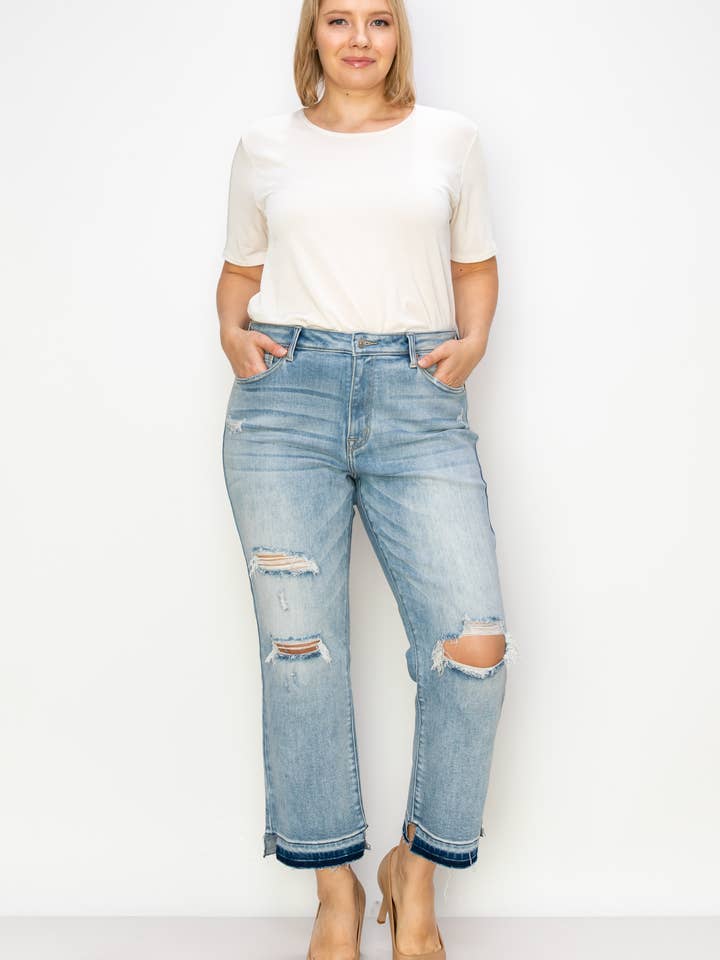 ARTEMIS VINTAGE - Wholesale Jeans - Women's - PLUS SIZE - HIGH RISE STRETCH ANKLE STRAIGHT JEANS