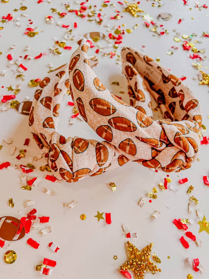 Football Neutral Leopard Knotted Headband R2S for wholesale by Evie Pearl Handmade LLC