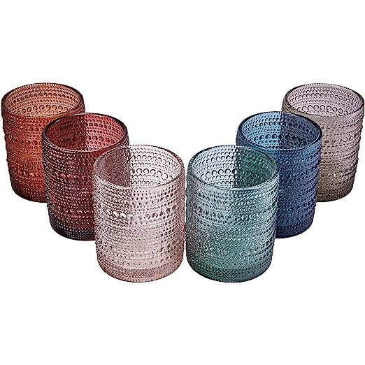 The Wine Savant / Khen Glassware - Wholesale Cocktail/Liquor Glass - Hobnail Colored Beaded Tumbler Drinking Glasses Set of 62