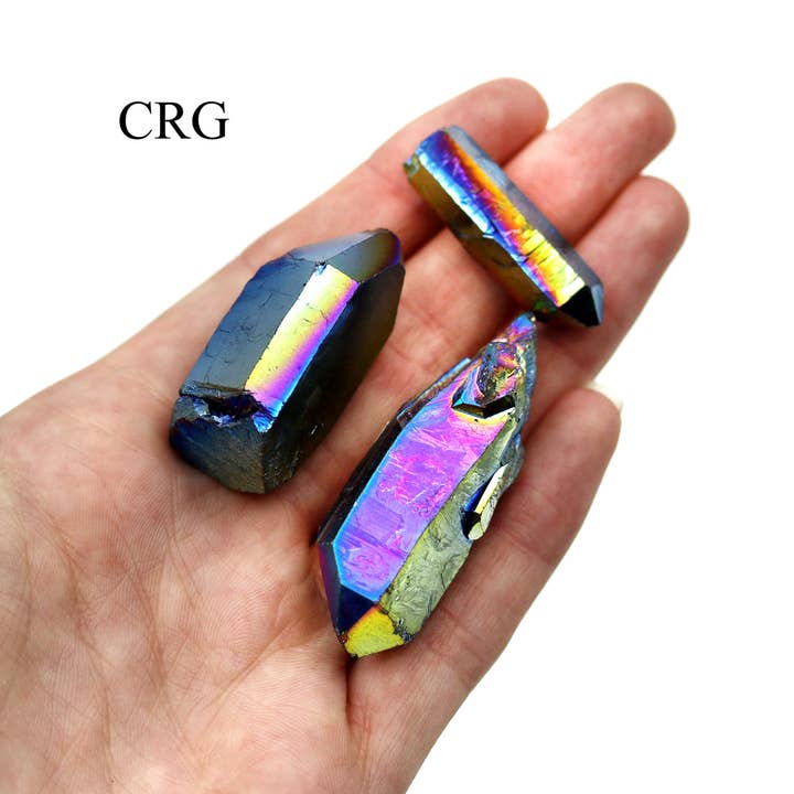 Crystal River Gems LLC - Wholesale Spiritual Stone/Crystal - 1 LB. LOT - Titanium Aura Quartz Points / MIXED SIZES1