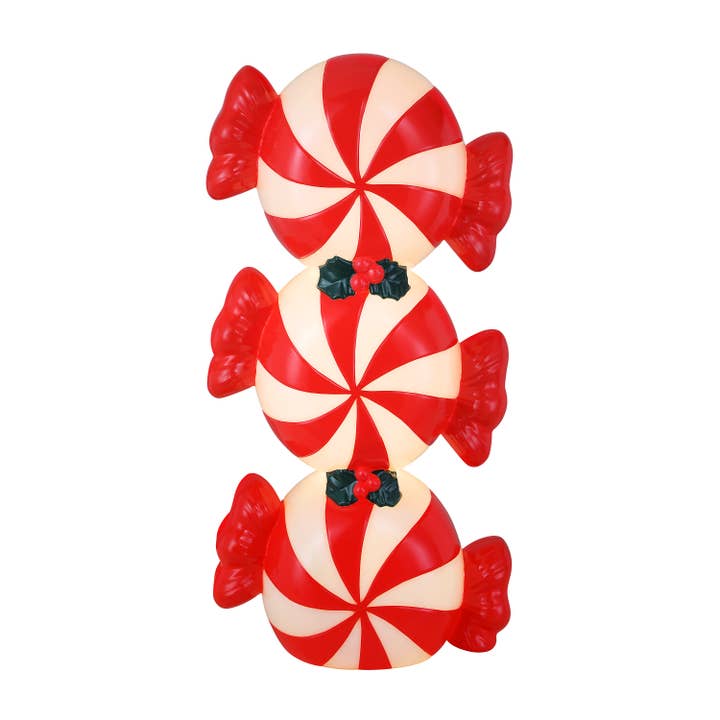 24 in. Lit Blow Mold Stacking Peppermint Candies for wholesale by Mr. Christmas