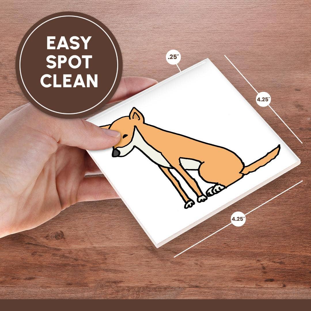 3dRose - Wholesale Coasters - 3dRose, Funny Cute Australian Dingo Wild Dog Cartoon, Coaster6