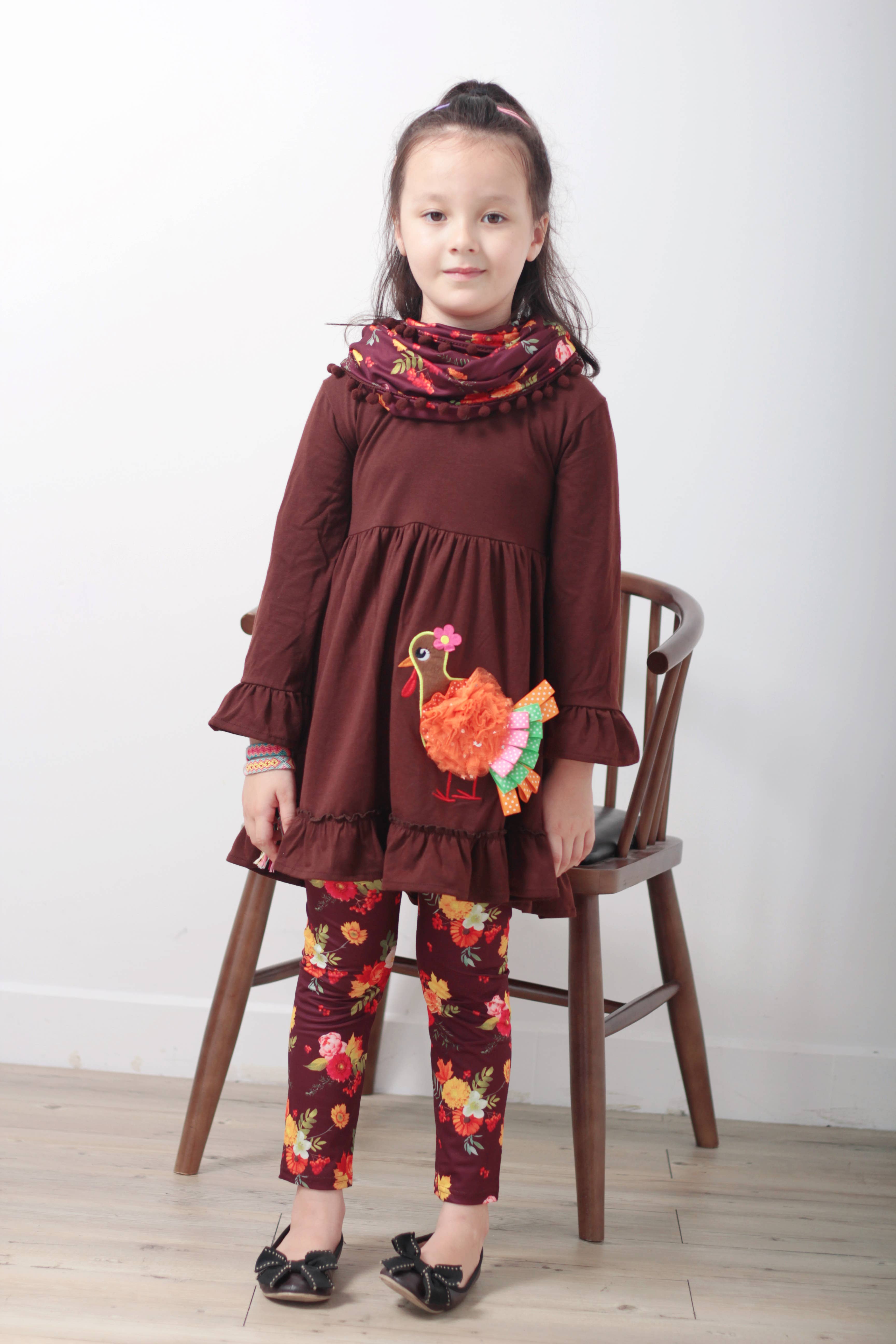 Angeline Kids - Wholesale Top & Pant Set - Kids - CLOSEOUT 40pcs Lot Fall Halloween Thanksgiving Scarf Outfit5