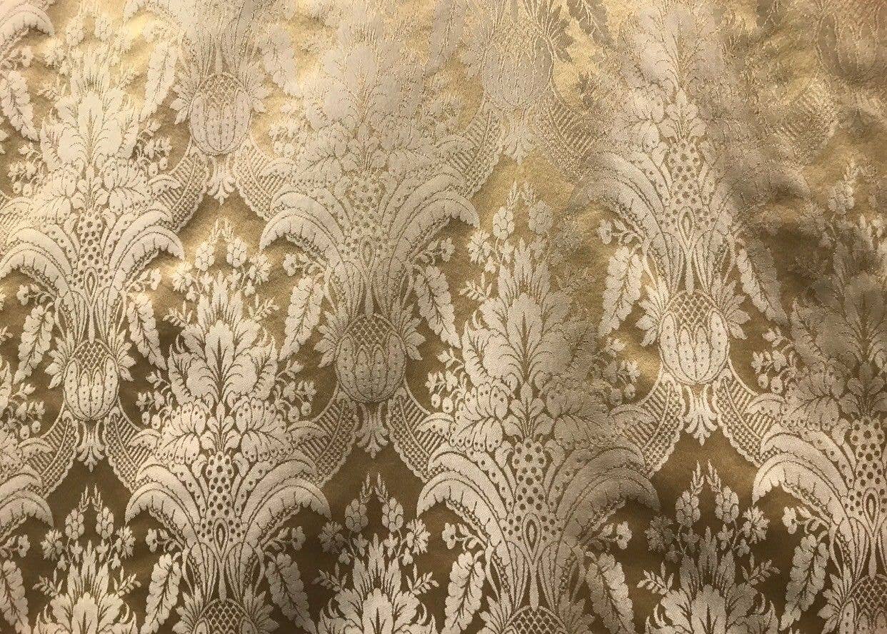 Fancy Styles Fabric - Wholesale Fabric - Prince Caspian Designer Damask Satin Fabric- Antique Gold Be7