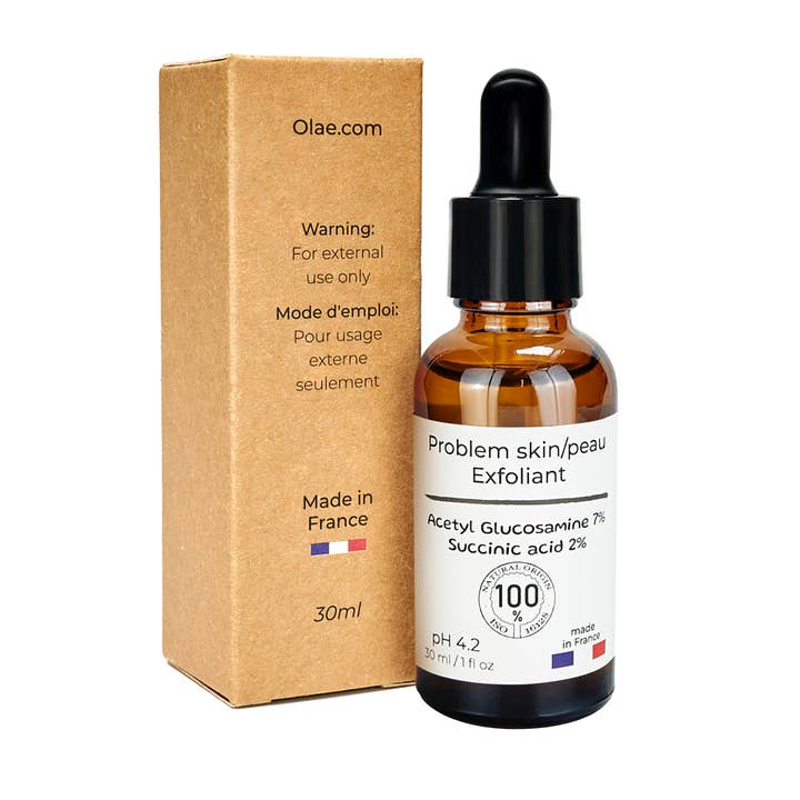 Olae Made in France - Venta al por mayor Exfoliantes faciales - Exfoliante suave con N acetil glucosamina al 7% y ácido succínico