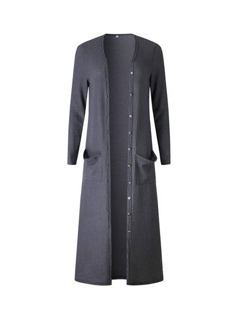 Supreme Fashion - Wholesale Coat - Women's - Solid Button Down Front Pocket Knitted Long Cardigan7