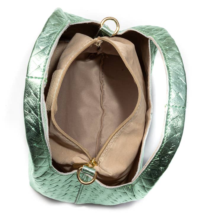 FIRENZE ARTEGIANI - Wholesale Shoulder Bag - Women's - Aversa crossbody bag. Genuine leather with interwoven embossed suede4