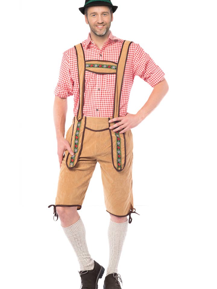 Lederhose Johann Brown Long - Feestkostuum voor wholesale door Partychimp