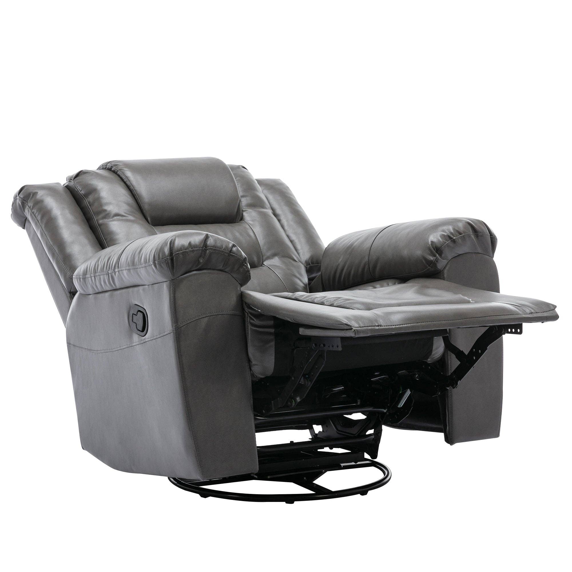Orange County Decor - Wholesale Chair - 360 Swivel And Rocking Home Theater Recliner Manual Recliner Chair With Wide Armrest For Living Room,Bedroom, Grey Grey Foam Pu20