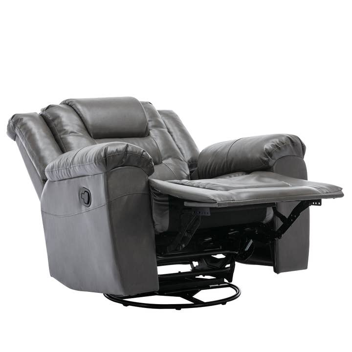Orange County Decor - Wholesale Chair - 360 Swivel And Rocking Home Theater Recliner Manual Recliner Chair With Wide Armrest For Living Room,Bedroom, Grey Grey Foam Pu20