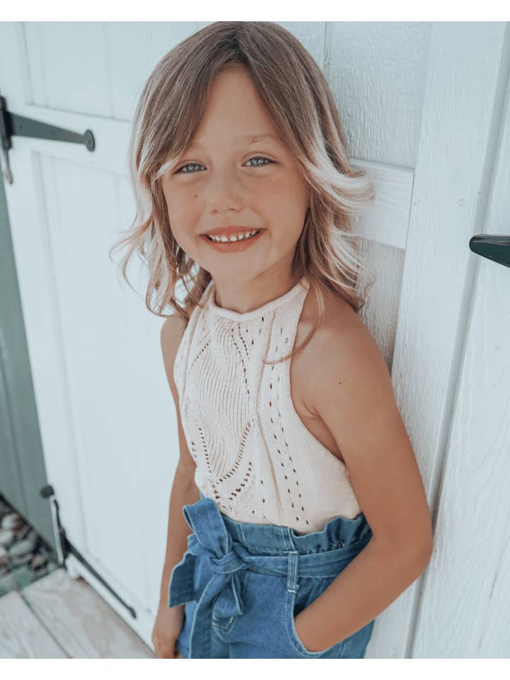 Bailey's Blossoms - Wholesale Bodysuit (Non-Footed) - Baby - Drake Crochet Halter Romper - Vanilla Cream
