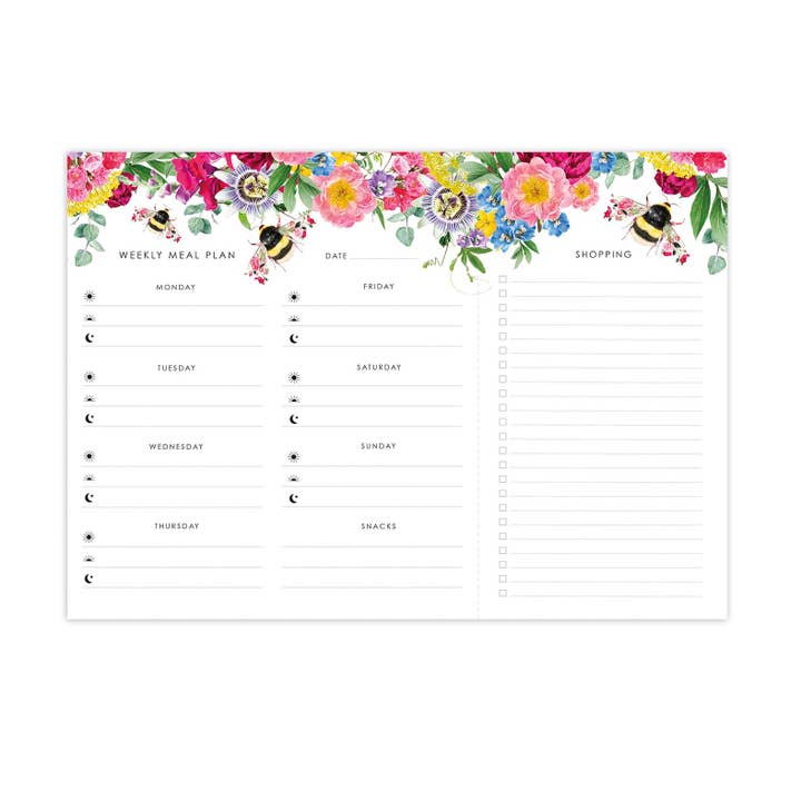 Magnetic Bee Meal Planner with Tear Off Shopping List for wholesale by Lola Design Ltd