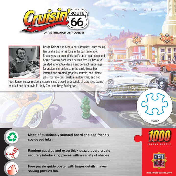 Masterpieces Puzzles - Wholesale Puzzle - Adult - Cruisin' Route 66 - Drive Through 1000 Piece Puzzle