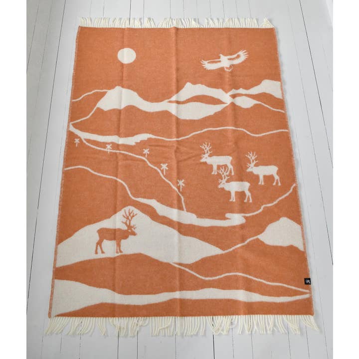 Mountain Hiking Orange Wool Blanket for wholesale by Arvidssons Textil