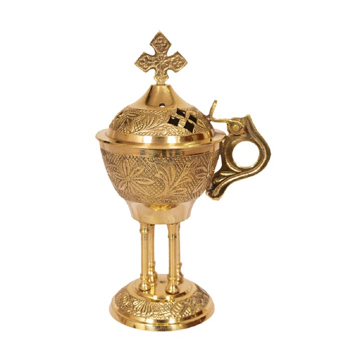 Brass Carved Cross Burner w/ Hinge (6 in.) for wholesale by Designs by Deekay Inc.