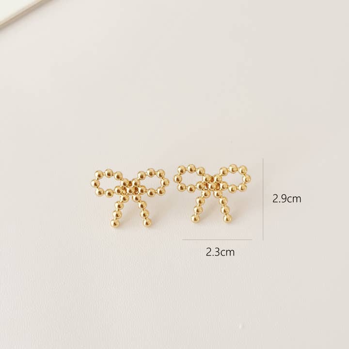 Little Trendy - Wholesale Stud/Post Earrings - 18K stainless steel tarnish free bow stud earring 3