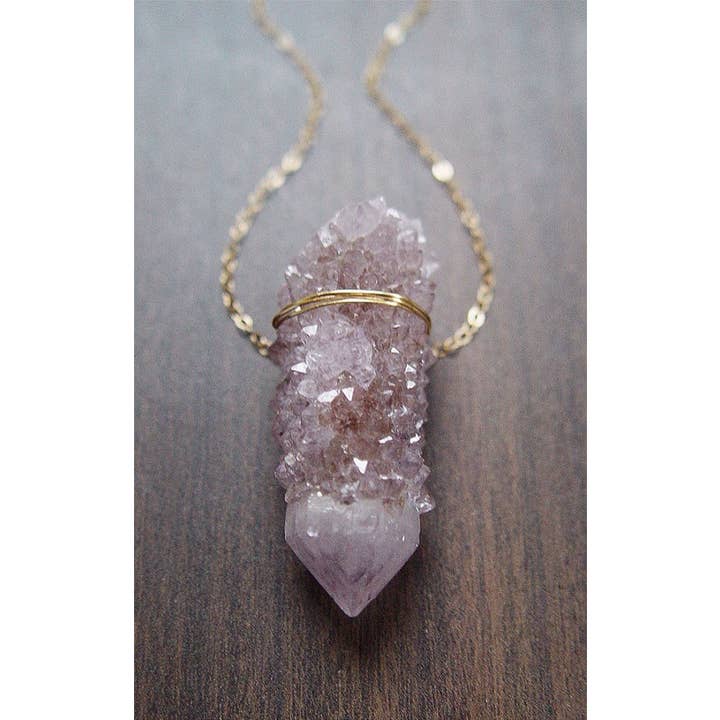 Friedasophie - Wholesale Pendant/Charm Necklace - Purple Spirit Quartz Gold Necklace