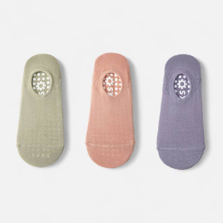 Pack de 3 calcetines de corte ballet con diseño de suela antideslizante de flores para venta al por mayor de AK Brand