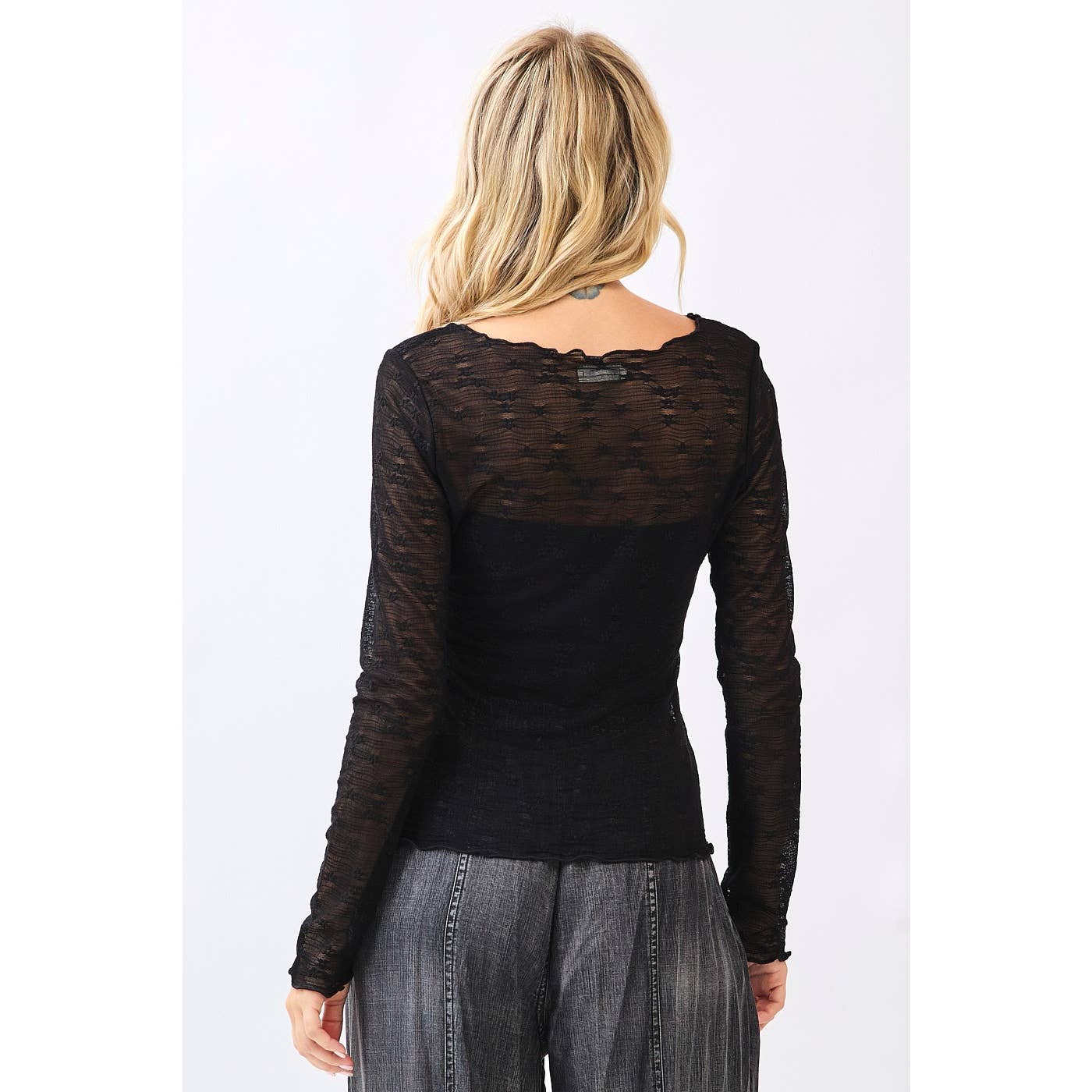 mittoshop - Wholesale Knit Top - Women's - MINI FLORAL LACE BOAT NECK LONG SLEEVE TOP7