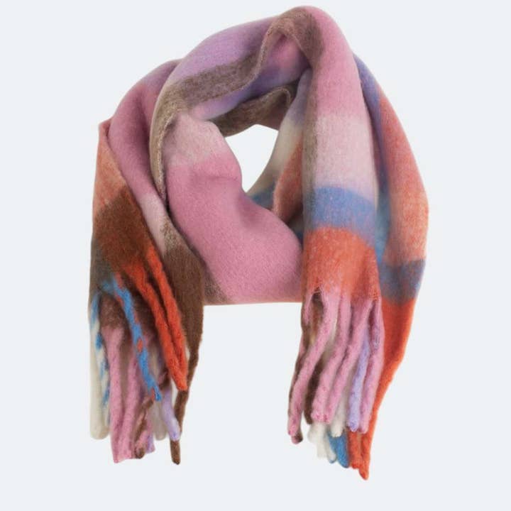 Kbas - Wholesale Scarf - Women's - WOOL BLEND SCARF, PINK COLOR 1j