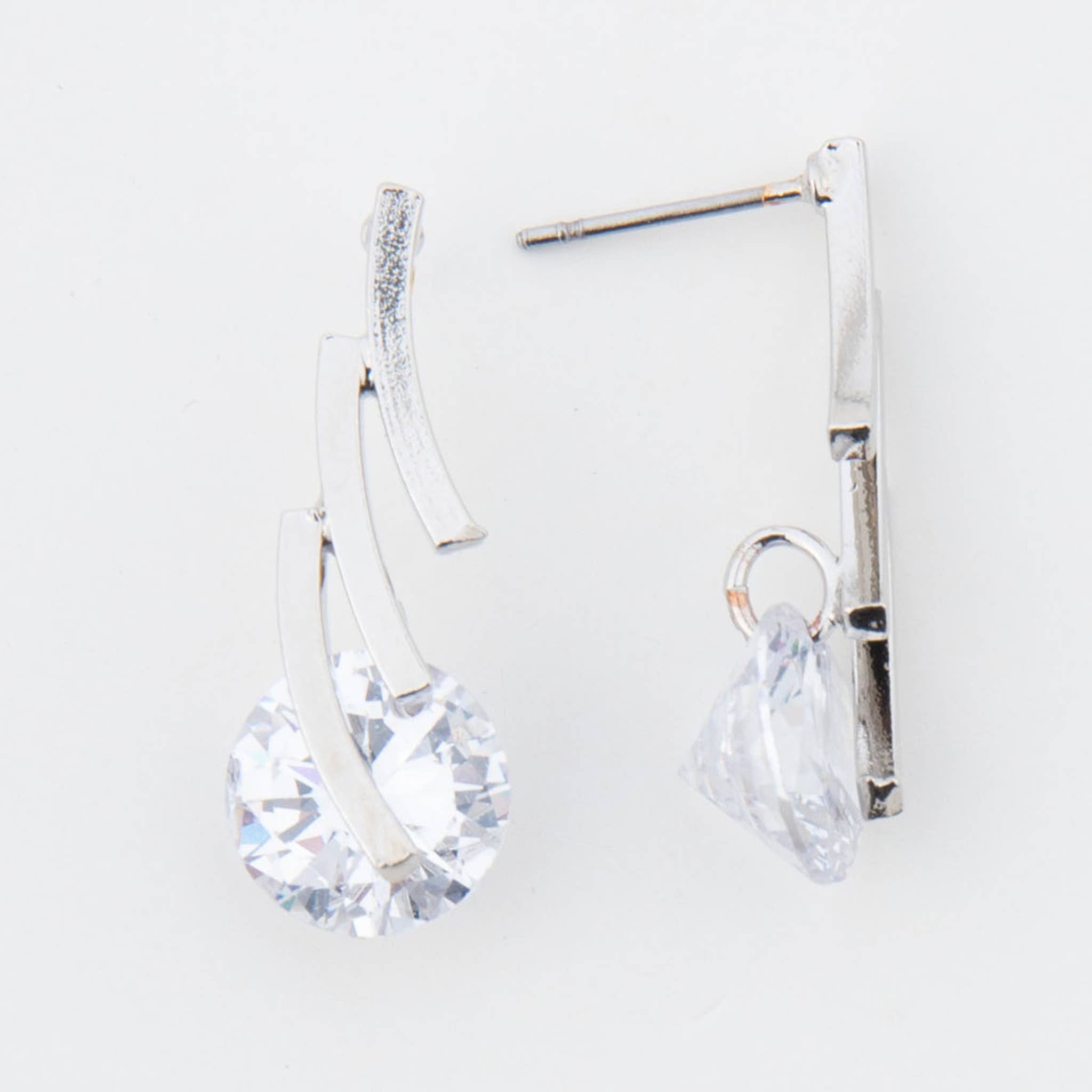 Howard's - Wholesale Dangle Earrings - Linked Bar Cubic Zirconia Dazzler Drop Earrings5