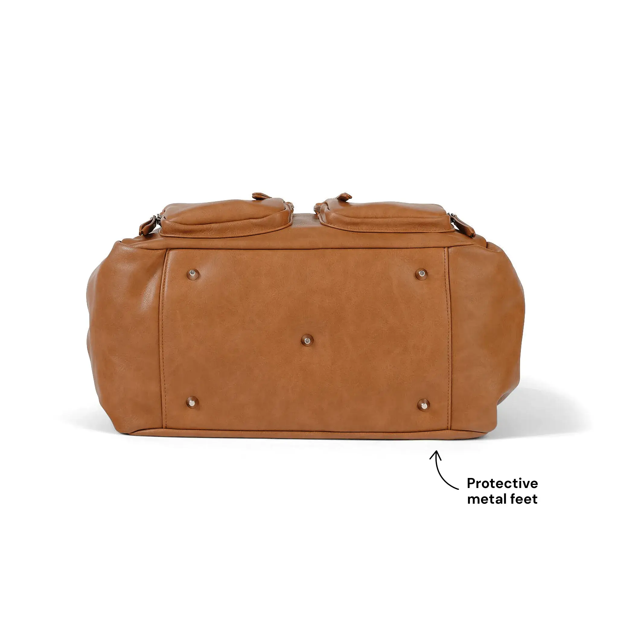 OiOi - Vente Sac à langer – bébé - Sac à langer tout-en-un - Cuir végétalien couleur tan6