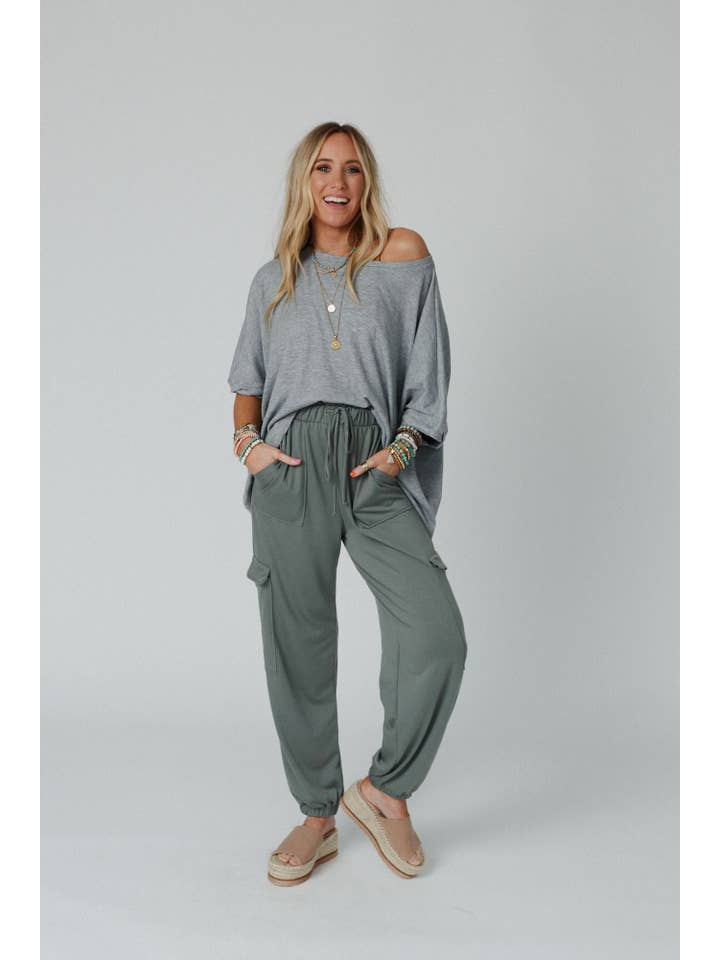 Three Bird Nest - Wholesale Pants - Women's - Easy Mornings Cinched Pants - Light Olive
