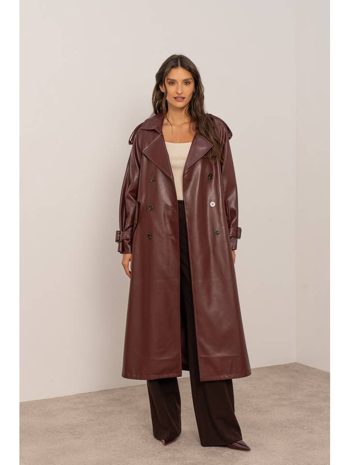 Attentif Paris - Wholesale Trench Coat - Women's - Long vegan leather trench coat13